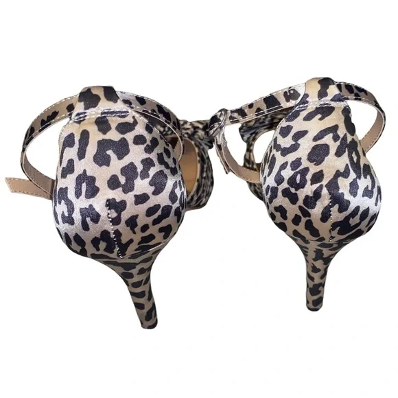 torrid Leopard Print Ankle Strap Pointed Toe Heels - Black & Cream - Picture 8 of 11
